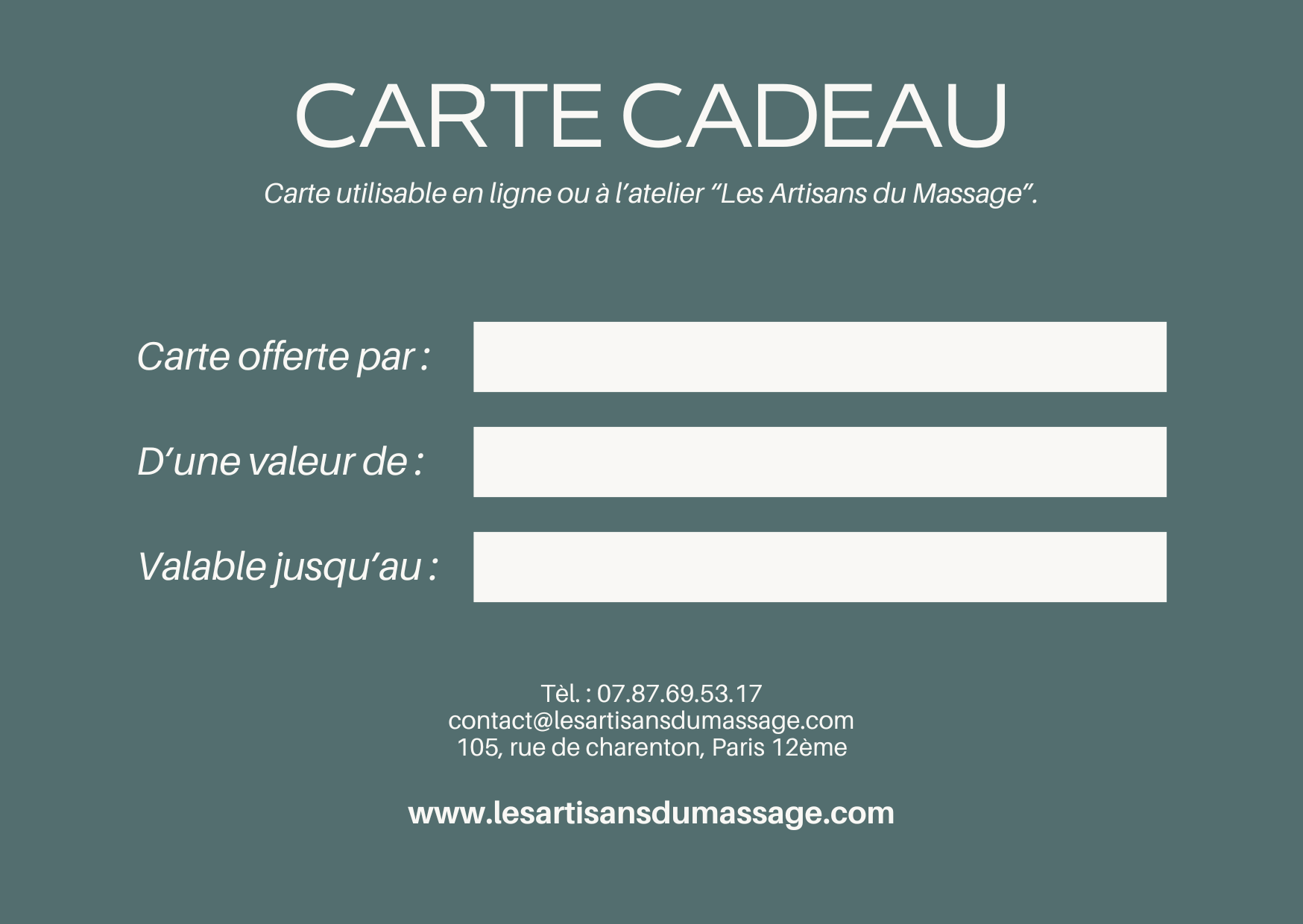 Drainage Renata carte-cadeau par Les Artisans du Massage